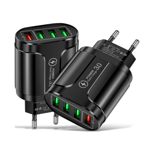 4 USB 45W USB Charger Fast Charge QC 3.0 Wall Charging For iPhone 15 14 Samsung Xiaomi Mobile 4 Ports EU US Plug Adapter Travel - Image 2