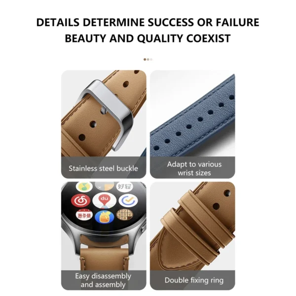 22MM Leather Strap for Xiaomi Watch S3/S2/S1 Pro/Active Soft Bracelet for Watch Color 2/1 Sport Series Band Accessories - Image 3