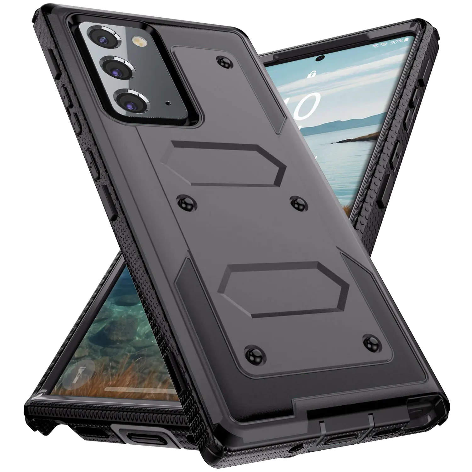 For Samsung Galaxy Note 20/Note 20 Ultra 5G Phone Case Shockproof Protective Heavy Duty Rugged Hybrid Cover Gray - Image 3