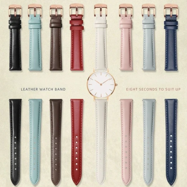 Quick release Fashion watch band For Casio Citizen Fossil DW Strap 12mm 14mm 16mm 18 Ladies Blue Pink red Soft Cowhide Watchband - Image 2