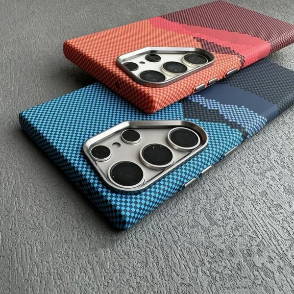 Luxury Carbon Fiber Texture Plastic For Magsafe Magnetic Case For Samsung S25 S24 S23 Ultra Plus Armor Alloy Lens Protect Cover - Image 3