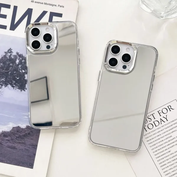 Luxury Plating Make Up Mirror Phone Case For iPhone 17 16 15 14 13 12 11 Pro Max XR X XS Hard Acrylic Shockproof Bumber Cover - Image 2