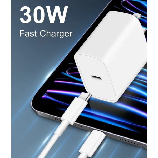 PD 30W Fast Charging Type USB C Charger with C to C Cable Set for iPhone 15 and Samsung Android Phone--3 Pack - Image 4