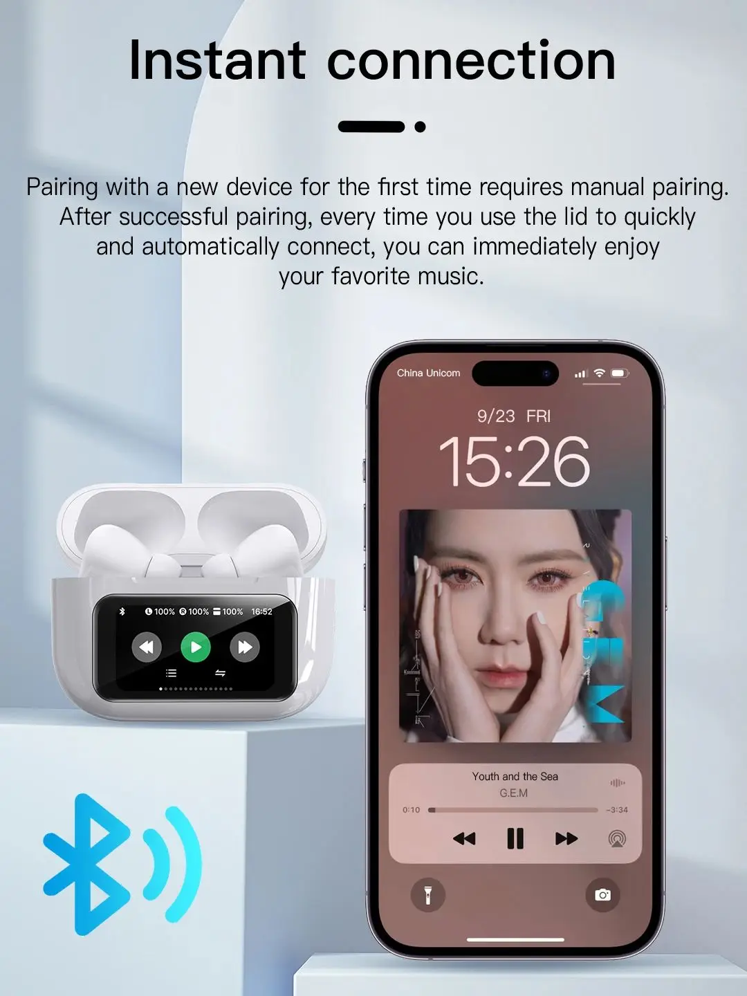 A10 Pro TWS Earbuds ENC Noise Cancellation Earphone with Smart Touch Control LCD Screen Wireless Bluetooth In-Ear Headphones - Image 2