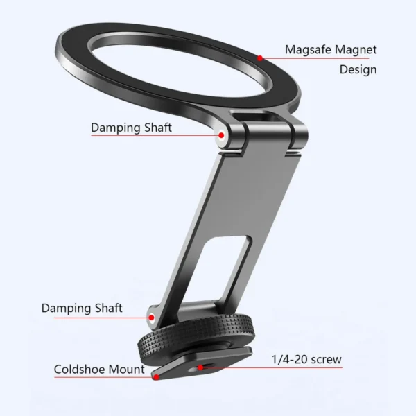 Magnetic Magsafe Phone Holder Mount Folding Cold Shoe Metal Phone Holder Horizontal Vertical Shooting for Camera Monitor Tripod - Image 2