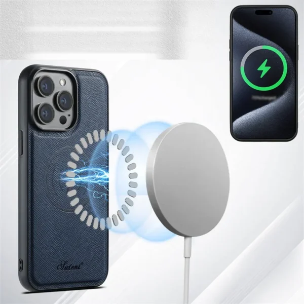 2-in-1 detachable With Magsafe Wireless Charging Wallet Phone Case For iPhone 16 15 14 13 12Pro Max Plus Leather Magnetic Cover - Image 4