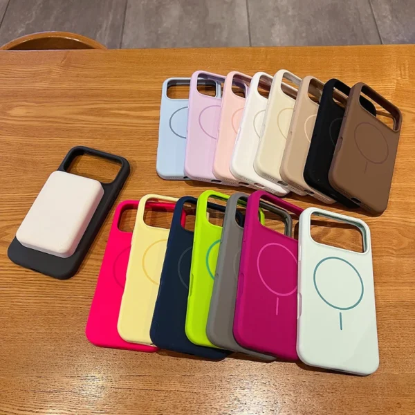 For Magsafe Magnetic Wireless Charging Luxury Solid Color Liquid Silicone Phone Case For iPhone 17 Pro Max Air Bumper Back Cover - Image 5