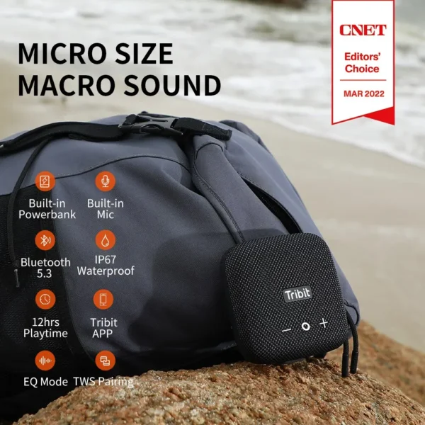 Tribit StormBox Micro 2 Portable Bluetooth Speaker 90dB Loud Sound Deep Bass IP67 Waterproof Camp Small Speaker Built-in Strap - Image 2