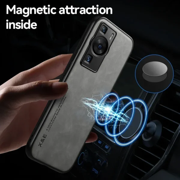 Retro Magnetic Suede Leather Case For Huawei P60 Pro P60Pro 5G Shockproof Matte Silicone Soft Case Cover - Image 3