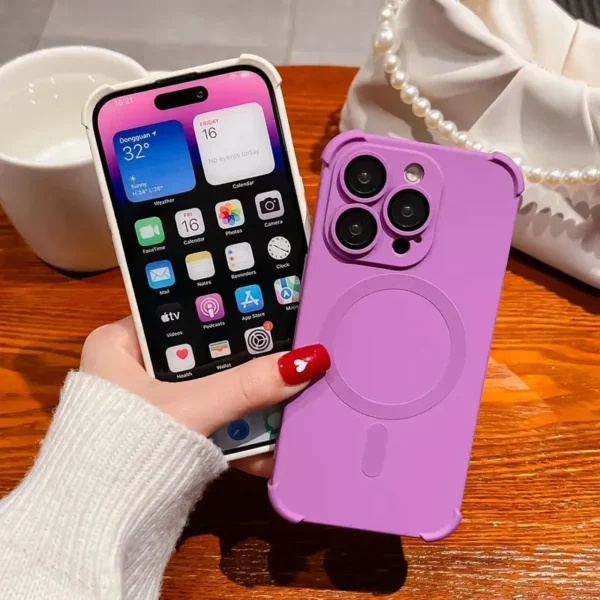 Magnetic Shockproof Silicone Bumper Phone Case For iPhone 17 16 15 14 13 12 Pro Max Plus For Magsafe Wireless Charge Cases Cover - Image 3