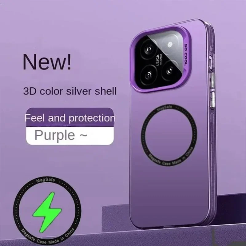Luxury Magsafe Wireless Charging Matte Frosted Case For Xiaomi 14 13 13T 14T Pro Semi-Transparent Shockproof Protection Cover