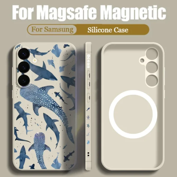 Whale Phone Case For Samsung Galaxy S24 FE S25 S24 S23 S22 Ultra S21 Plus For Magsafe Wireless Charge Magnetic TPU Lanyard Cover - Image 2