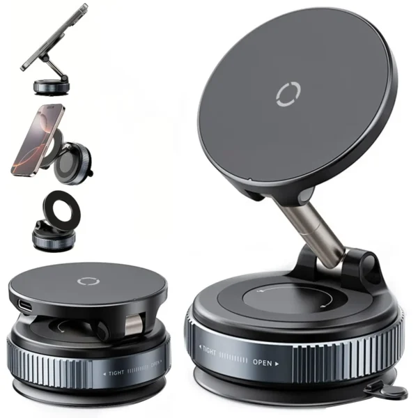 360° Magnetic Phone Holder with Vacuum Suction, Foldable Adjustable Car Mount for IPhone 12 13 14 15 16 Magnetic Bracket