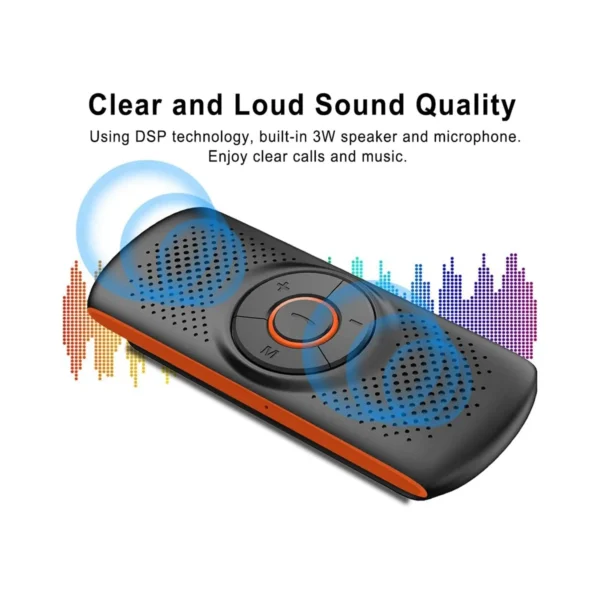 Car Bluetooth Speaker Bluetooth in Car Speakerphone for Handsfree Talking, Wireless Car Music Player with Visor Clip - Image 4