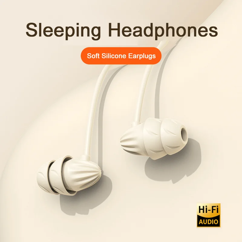Sleep Earbuds HiFi Surround Sound Music Noise Reduction MusicWith Mic Type C 3.5mm Soft Glue Sleep Wired Headphones For Side Sle