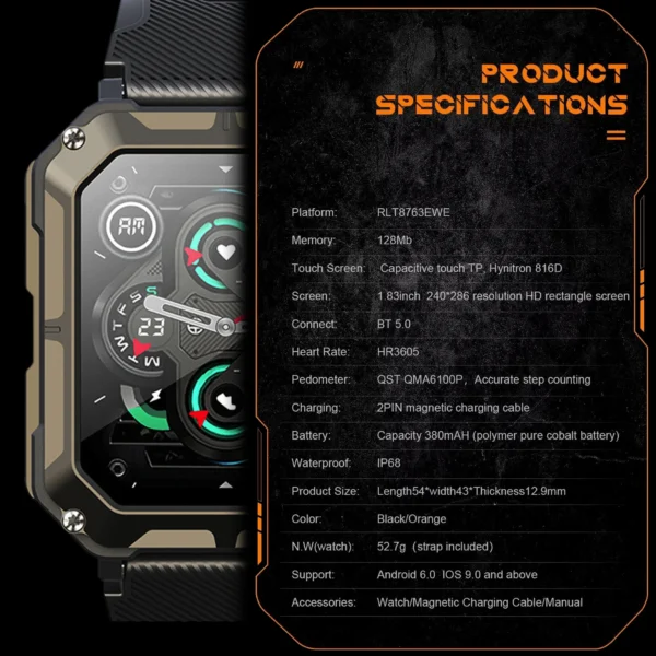 C20 PRO 2025 New up Smart Watch Bluetooth call blood pressure detection IP68 waterproof Men sports Smartwatch For xiaomi watches - Image 5