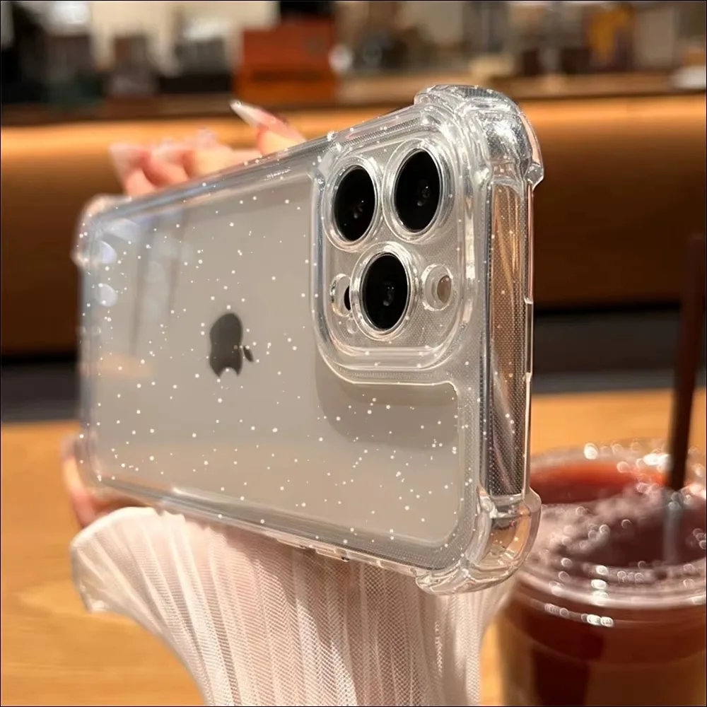 Glitter Bling Clear Case for iPhone 17 16 15 14 13 12 11 Pro Max XS X XR 16PLUS 17AIR 16E Silicone Soft Transparent Bumper Cover