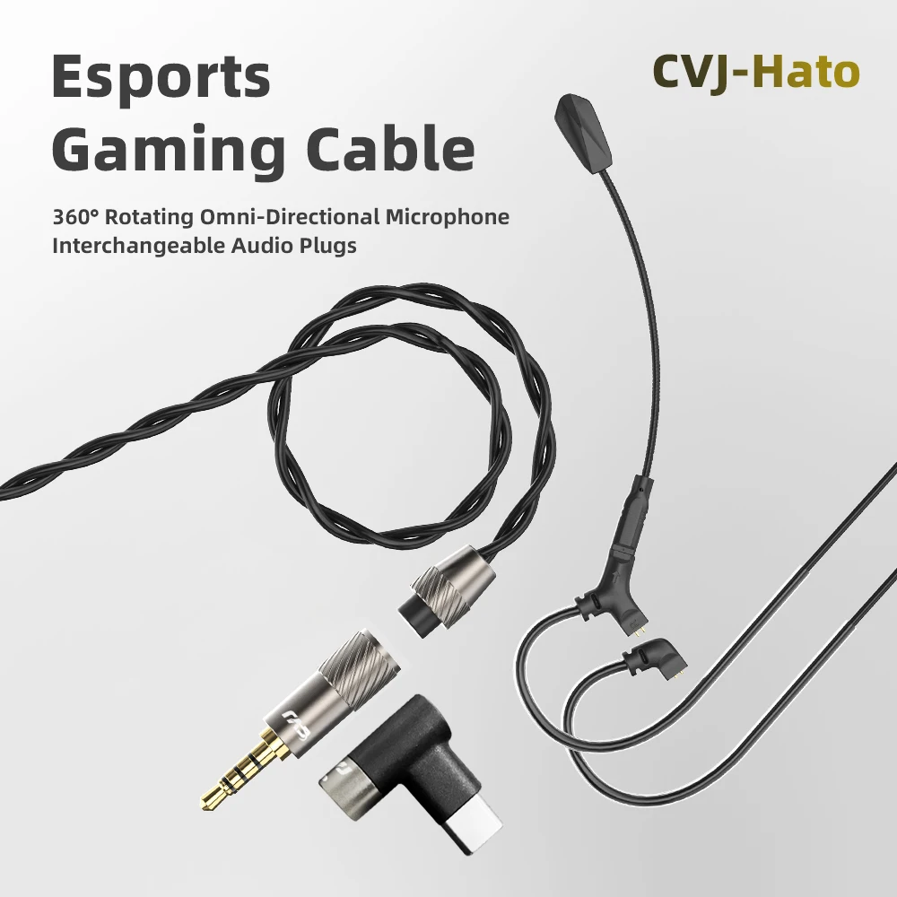 CVJ Hato Detachable Boom Microphone Earphone Cable for IEM Audio Pickup Gaming Esports Livestreaming With mic For TRN KZ