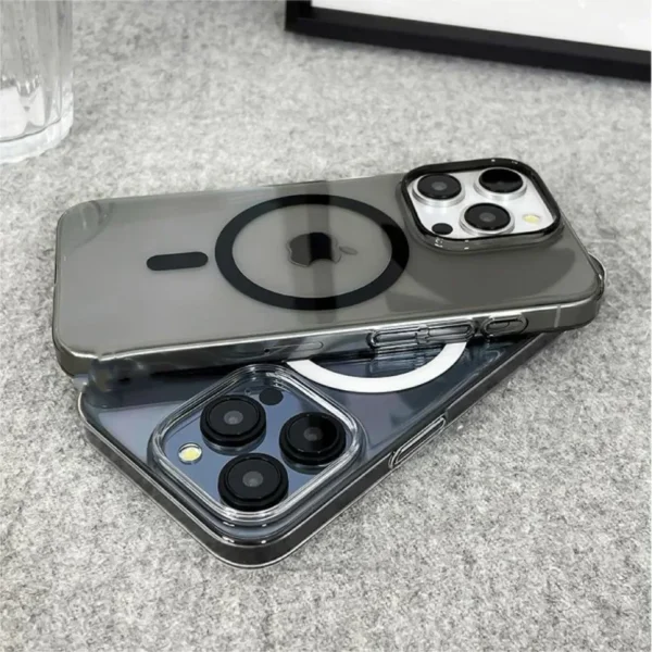 Original Ultra Thin For Magsafe Transparent Case For iPhone 16 15 14 13 17 Pro Max Magnetic Wireless Charge Glossy Clear Cover - Image 2