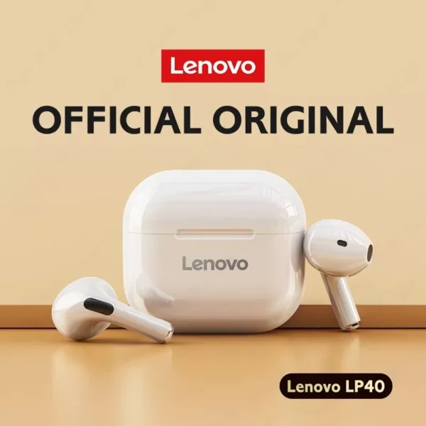 Lenovo LP40 TWS Bluetooth 5.0 Wireless Earbuds | Ergonomic In-Ear Design, Easy Touch Controls, High-Quality Sound