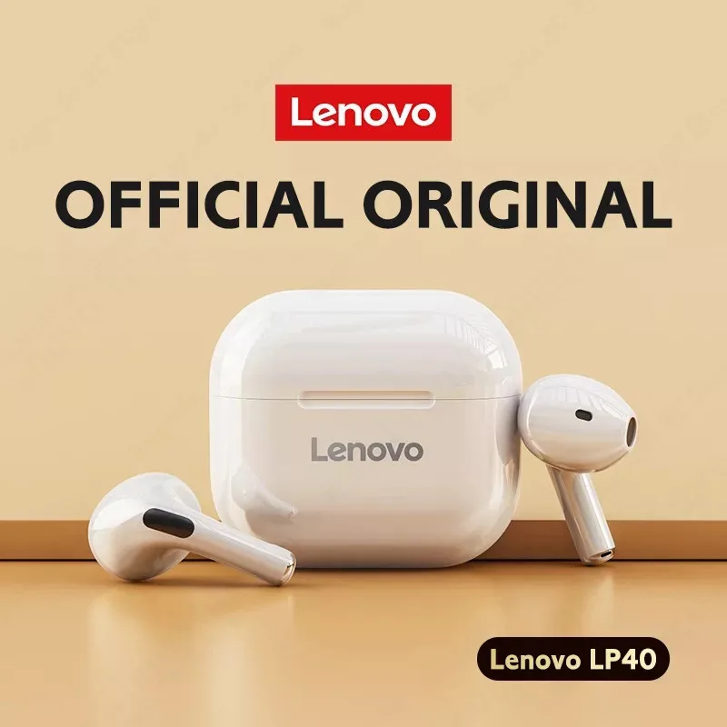 Lenovo LP40 TWS Bluetooth 5.0 Wireless Earbuds | Ergonomic In-Ear Design, Easy Touch Controls, High-Quality Sound