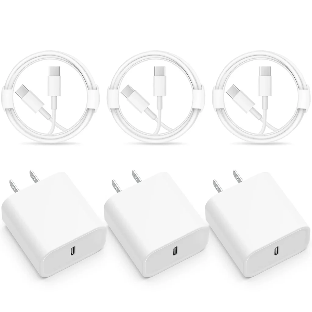 PD 30W Fast Charging Type USB C Charger with C to C Cable Set for iPhone 15 and Samsung Android Phone--3 Pack