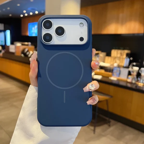For Magsafe Magnetic Wireless Charging Luxury Solid Color Liquid Silicone Phone Case For iPhone 17 Pro Max Air Bumper Back Cover - Image 3