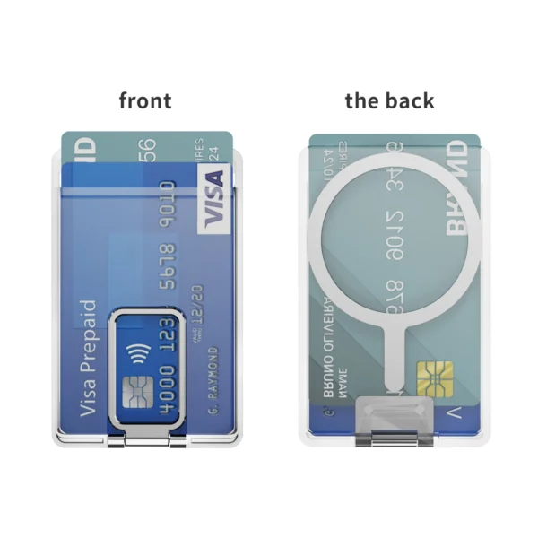 Transparent Strong Magnetic For Magsafe Card Wallet Metal Stand Holder Clear Case For iPhone Card Phone Back Bag Adsorption - Image 2
