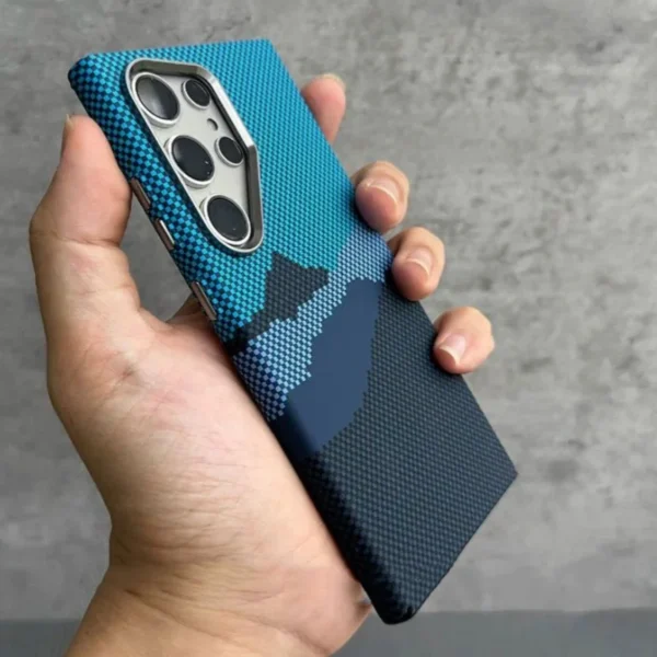 Luxury Carbon Fiber Texture Plastic For Magsafe Magnetic Case For Samsung S25 S24 S23 Ultra Plus Armor Alloy Lens Protect Cover - Image 2