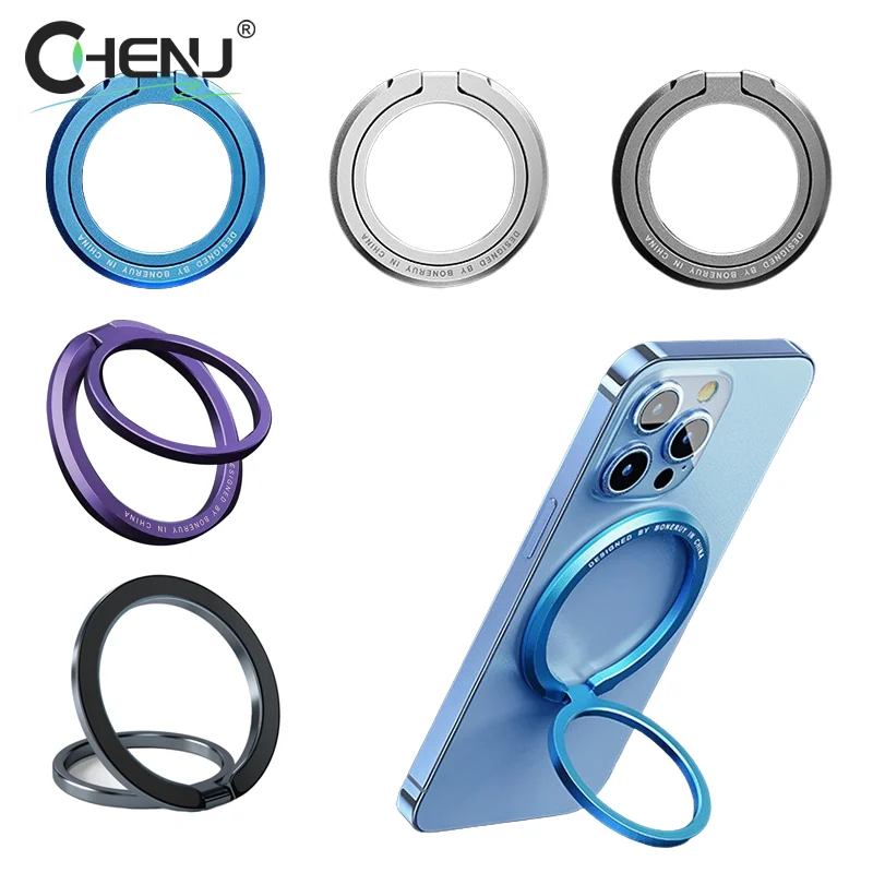 1pcs Metal Rotatable Magnetic Phone Finger Ring Holder For Stand Mount Foldable Ultra Thin Bracket For IPhone 15 14 13 12 Pro