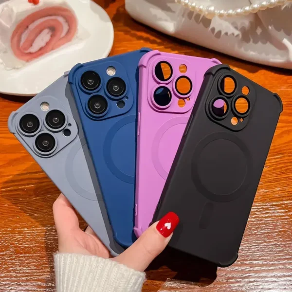 Magnetic Shockproof Silicone Bumper Phone Case For iPhone 17 16 15 14 13 12 Pro Max Plus For Magsafe Wireless Charge Cases Cover - Image 2