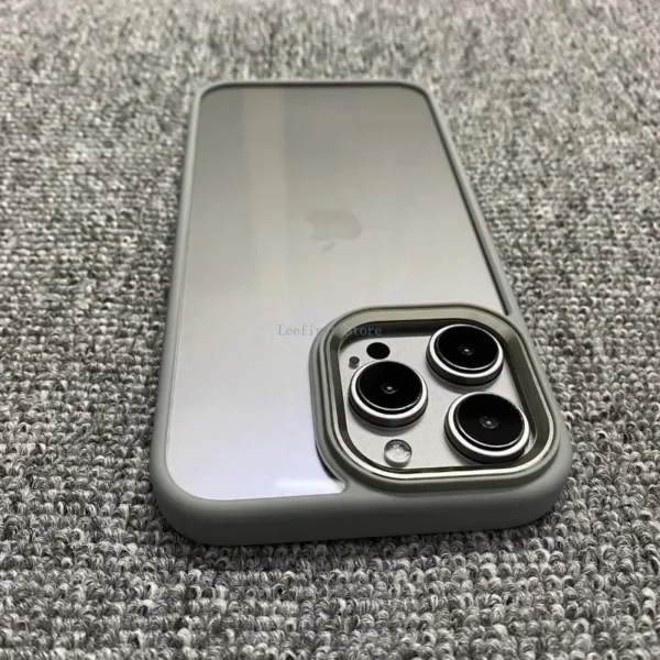 Fashion Metal Frame Case For iPhone 17 Air 16 15 14 13 12 11 Pro Max Plus Transparent Acrylic Soft Shockproof Bumper Cover - Image 2