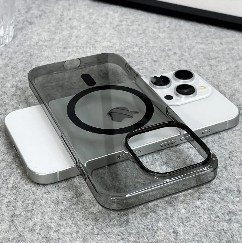 Original Ultra Thin For Magsafe Transparent Case For iPhone 16 15 14 13 17 Pro Max Magnetic Wireless Charge Glossy Clear Cover