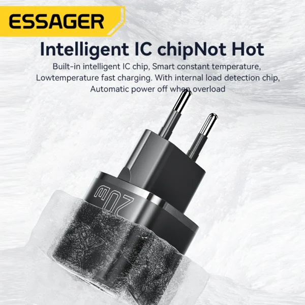 Essager 20W GaN USB Type C Charger PD Fast Charge Phone QC 3.0 Quick Chargers For iPhone 14 13 12 11 Pro Max Mini iPad Charging - Image 6