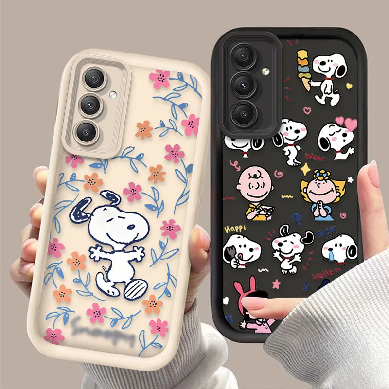 Lovely S-Snoopy Flower Case For Samsung Galaxy S25 S24 Ultra S23 S22 Plus S21 FE A36 A56 A26 A16 A06 A15 A25 A35 A55 5G Cover