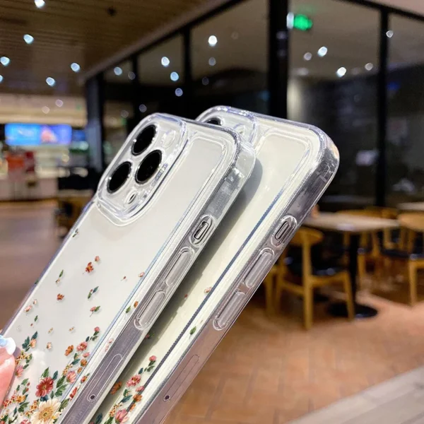 Flower Phone Case For iPhone 16 Pro 13 15 11 12 14 17 Pro Max 16E XR 7 8 SE XS Shockproof Transparent Cover Silicone Soft Fundas - Image 6