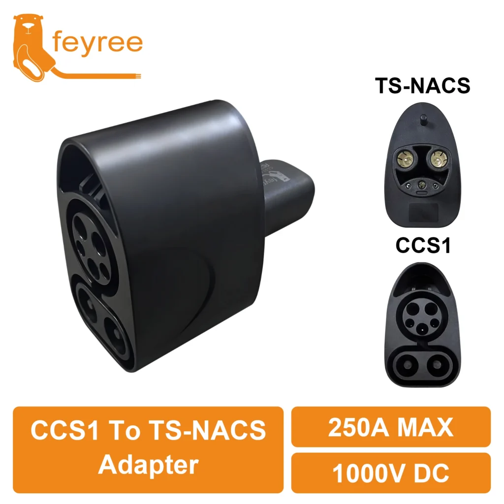 feyree CCS1 to TS-NACS Adapter 250A DC Fit for Tesla Model 3/X/Y With TS-NACS Charging Port Support CCS1 Charger