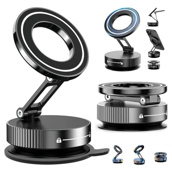 360° Magnetic Phone Holder with Vacuum Suction, Foldable Adjustable Car Mount for IPhone 12 13 14 15 16 Magnetic Bracket - Image 6