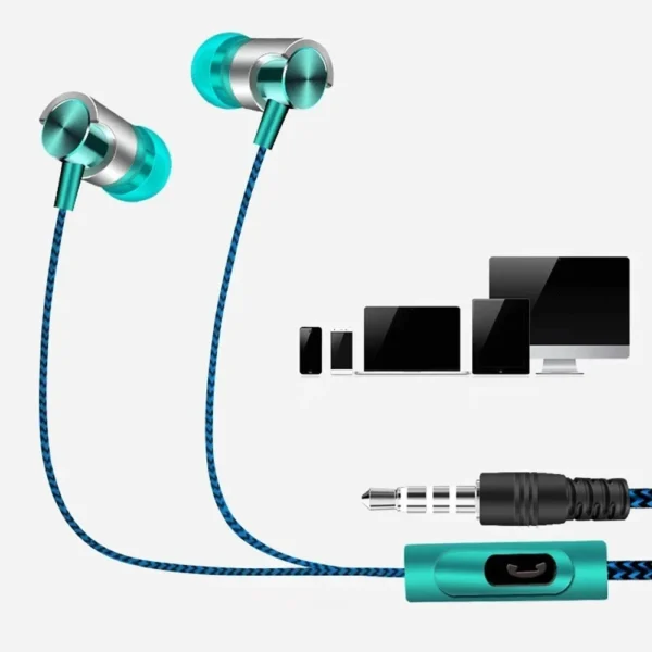 3.5mm In-Ear Stereo Earbuds Headphone Wired Nylon Weave Cable Earphone Headset With Mic For Phones Tablet Laptop Universal - Image 2
