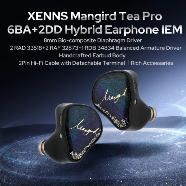 Pre-order Xenns Mangird Tea Pro 2024 Updated 6BA + 2DD Hybrid Higher Performance IEM Hifi Headphones with Xenns Custom Cable - Image 3