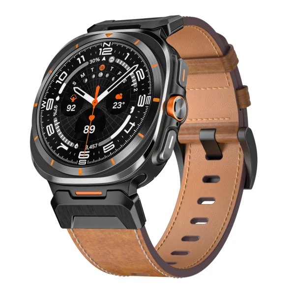 Metal+Leather Strap for Samsung Galaxy Watch Ultra 47mm Stainless Steel Business Bracelet Belt Galaxy Watch 8-7 Ultra 47mm Band - Image 6