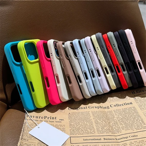 Matte Neon Color Liquid Silicone Cases For iPhone 16 15 14Pro 13 15 Pro Max Luxury Shockproof Soft Back Cover for iPhone 16 - Image 6
