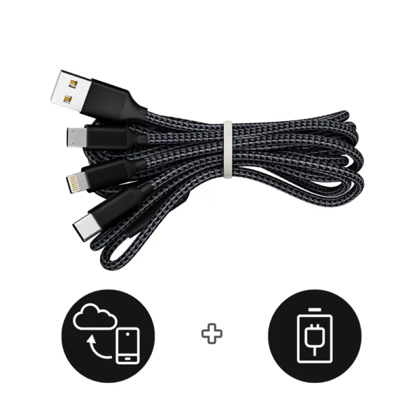 4pcs Charge Cable 3-in-1 Nylon Braided Multi Charge Cable for Multiple Devices USB Fast Charging with Type-C Micro USB IP Port - Image 4