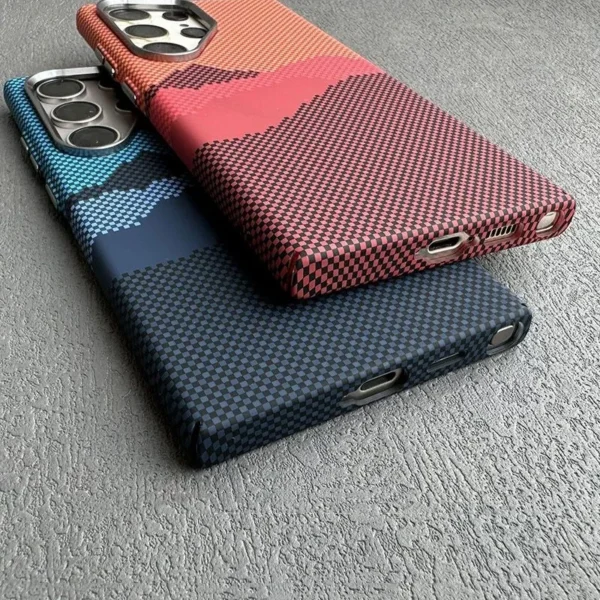 Luxury Carbon Fiber Texture Plastic For Magsafe Magnetic Case For Samsung S25 S24 S23 Ultra Plus Armor Alloy Lens Protect Cover - Image 4