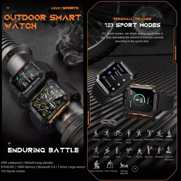 C20 PRO 2025 New up Smart Watch Bluetooth call blood pressure detection IP68 waterproof Men sports Smartwatch For xiaomi watches - Image 2