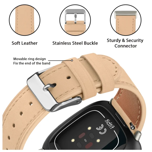 Genuine Leather Band For Fitbit Versa 3/Versa 4 Strap Bracelet For Fitbit Sense/Sense 2 Watch Band Adjustable Wristband - Image 5
