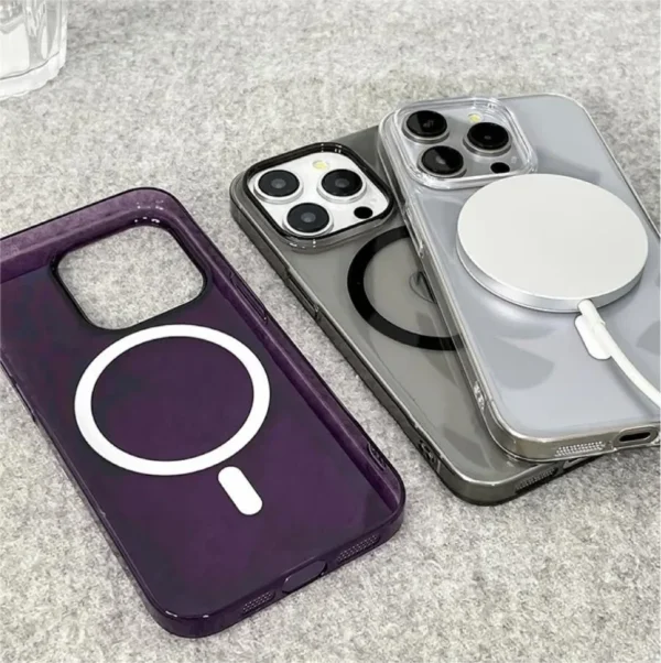 Original Ultra Thin For Magsafe Transparent Case For iPhone 16 15 14 13 17 Pro Max Magnetic Wireless Charge Glossy Clear Cover - Image 5