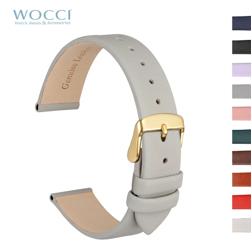 WOCCI Elegant Watch Band Genuine Leather 8mm 10mm 12mm 13mm 14mm 16mm 18mm 20mm 22mm Replacement Strap for Women Ladies Bracelet