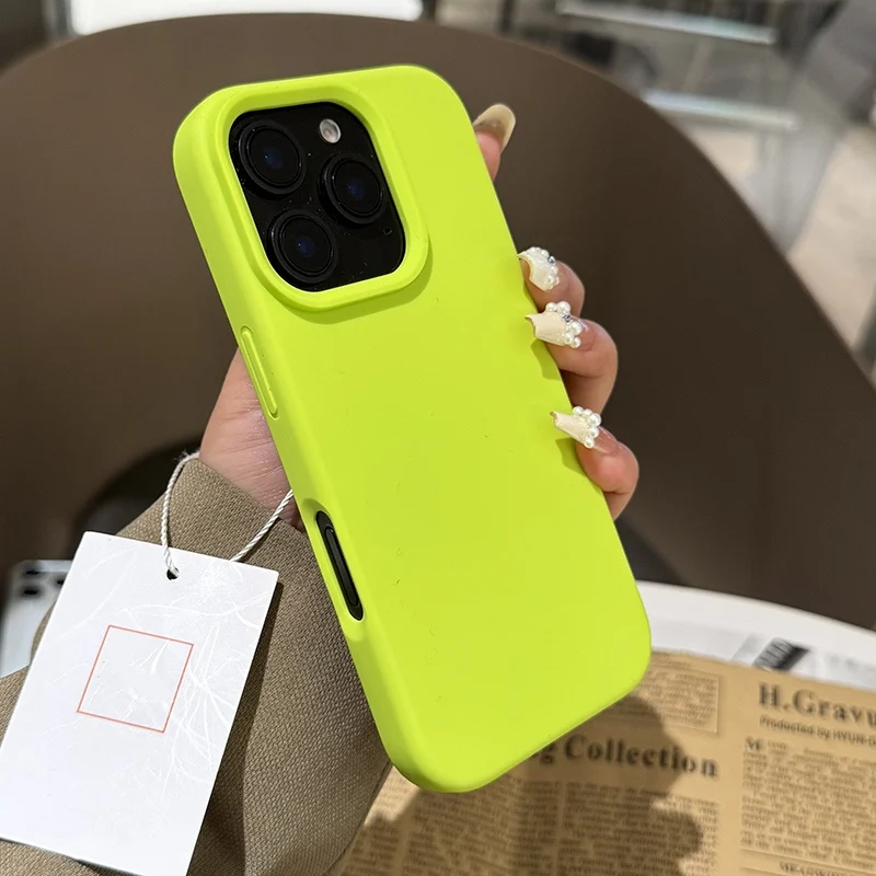 Matte Neon Color Liquid Silicone Cases For iPhone 16 15 14Pro 13 15 Pro Max Luxury Shockproof Soft Back Cover for iPhone 16