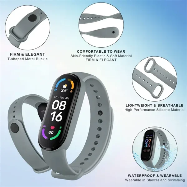Silicone Watch Strap For Xiaomi Mi Band 7 6 5 4 3 Wristband Bracelet Wrist Straps correa Mi Band 6 7 5 4 Smart watch Accessories - Image 3